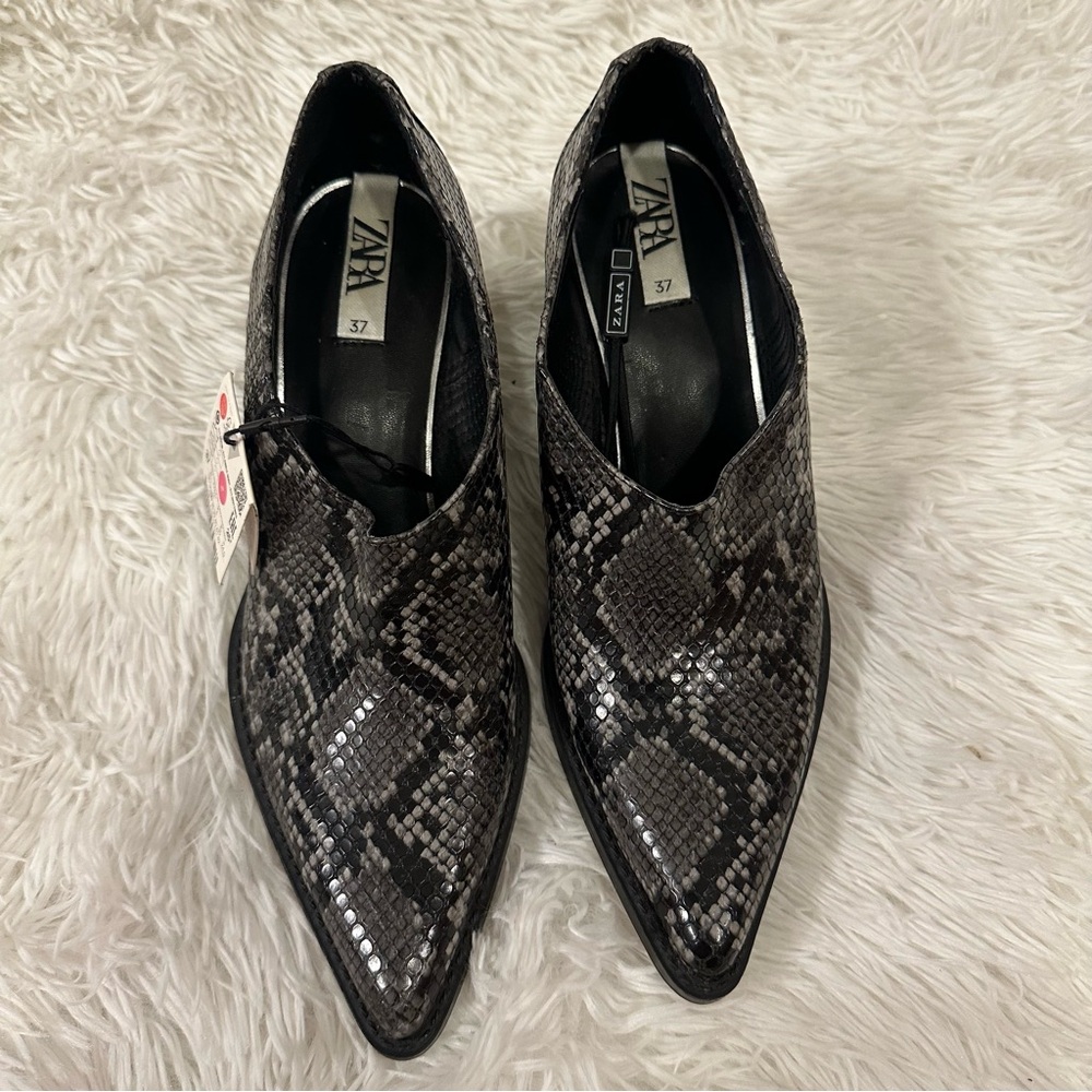 New With Tag Zara Cowboy Angkle Boots Animal Print